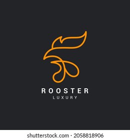 Simple outline rooster head icon logo vector design. Luxury rooster chicken logo concept design
