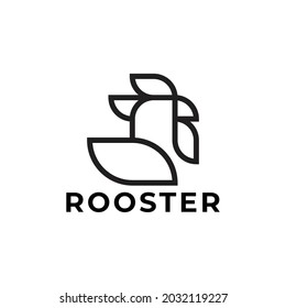 simple outline rooster head logo vector