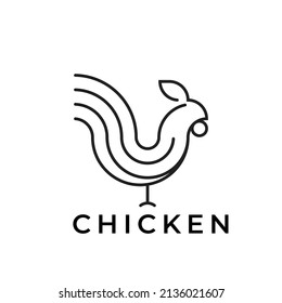 simple outline rooster logo vector