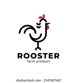 simple outline rooster logo vector