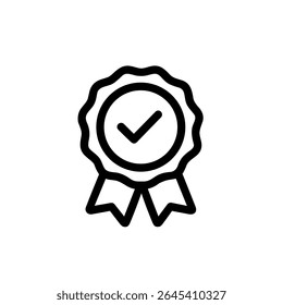 Einfache Umrissrosette mit Prüfzeichen Ribbon Dekoration Award Symbol
