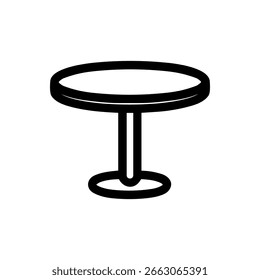 Simple Outline Round Table With Pedestal Base Furniture Icon