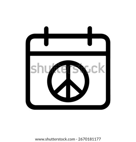 Simple Outline Rounded Peace Calendar Symbol Shape Icon Style Design