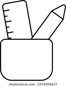simple outline ruler and crayon back to school icon