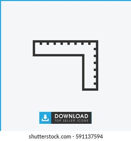 Simple outline ruler vector icon. On white background.