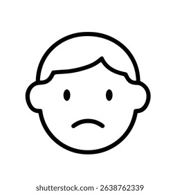 Simple Outline Sad Face Expression Emoticon Representing Negative Emotion