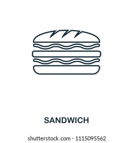 Simple outline Sandwich icon. Pixel perfect linear element. Sandwich icon outline style for using in mobile app, web UI, print.
