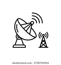 Einfache Umriss Satelliten- und Antennenturm Rundfunk Kommunikation Symbol