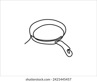 Simple Outline Of Saucepan. One Line Of Pan. Saucepan Continuous Line Art.