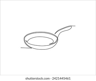 Simple Outline Of Saucepan. One Line Of Pan. Saucepan Continuous Line Art.