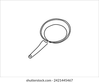 Simple Outline Of Saucepan. One Line Of Pan. Saucepan Continuous Line Art.