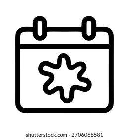 Simple Outline Schedule Calendar with Splatter, Paint Stain and Holiday Icon