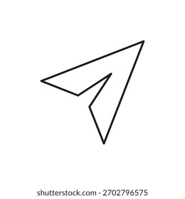 Icono de envío de esquema simple para mensajes o acción de navegación.