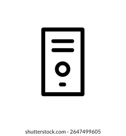 Icono de Tecnología de computadora de estilo de línea minimalista de torre de servidor de contorno simple