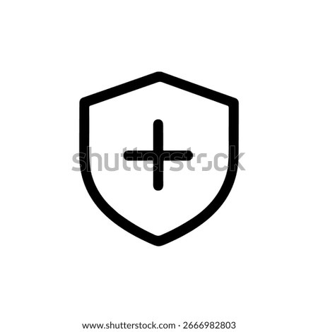 Simple Outline Shield With Plus Sign Security Icon Element