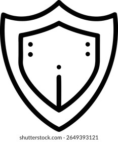Um simples esboço de um escudo é mostrado, simbolizando segurança, proteção e defesa em um estilo minimalista