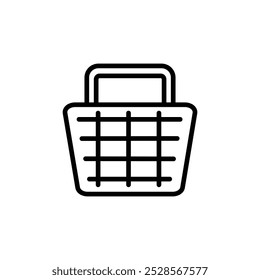 Simple outline of a shopping basket, representing retail or groceries.