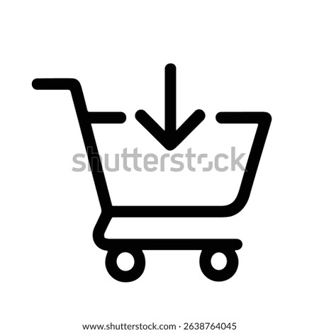 Simple Outline Shopping Cart Arrow Down Sign Symbol Icon Design