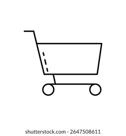Simple outline of a shopping cart, perfect for e-commerce, retail, and consumer themes.