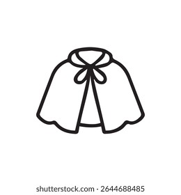 Simple outline of a short cape, tied at the neck with a bow, perfect for costume design and character creation.