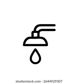 Simple Outline Shower Head with Water Drop Icon Element Design