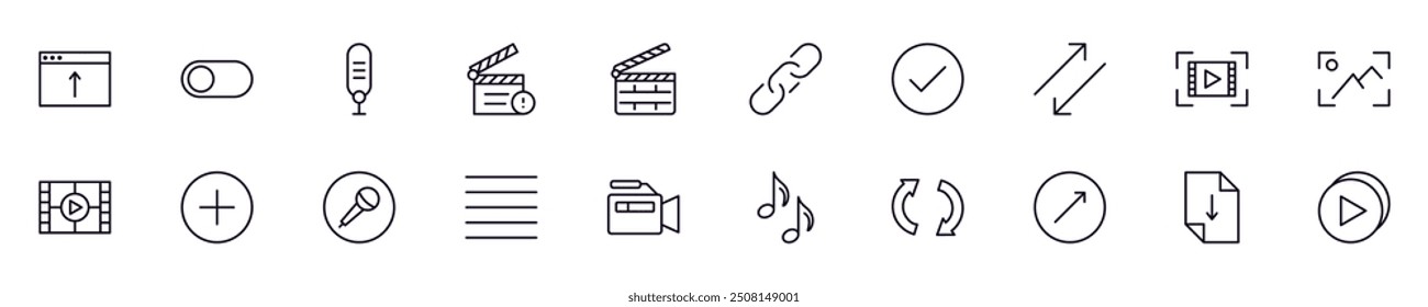 Simple outline signs of essential signs for interface. Line icons suitable for web sites, apps, infographics