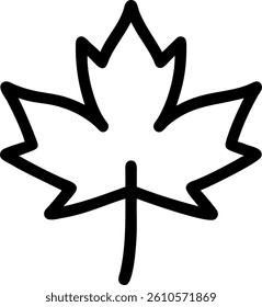 A Simple Outline of a Single Maple Leaf Centered Vector Silhouette Design