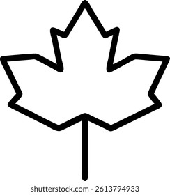 A Simple Outline of a Single Maple Leaf Centered Vector Silhouette Design