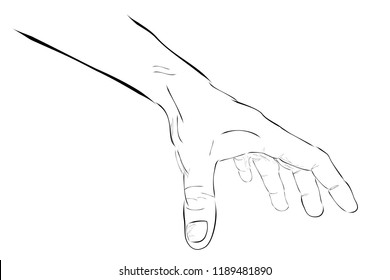 Simple Outline Sketch Man Hand Picking Something