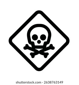Simple Outline Skull and Crossbones Death Warning Sign Icon Symbol