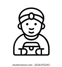 Simple Outline Smiling Aladdin Carrying Treasure Chest Line Art Illustration