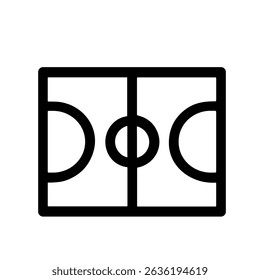 Simple Outline Soccer Field Flat Design Illustration Sport Icon