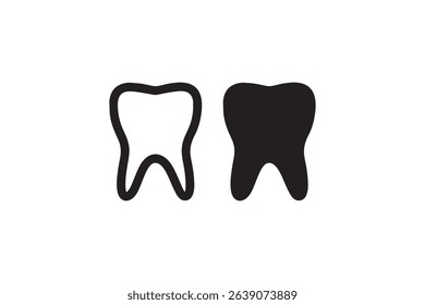 Simple outline and solid tooth icons on white background.