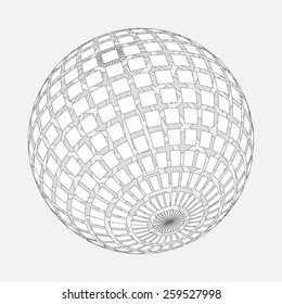 Simple outline sphere. 3d vector geometric tech object