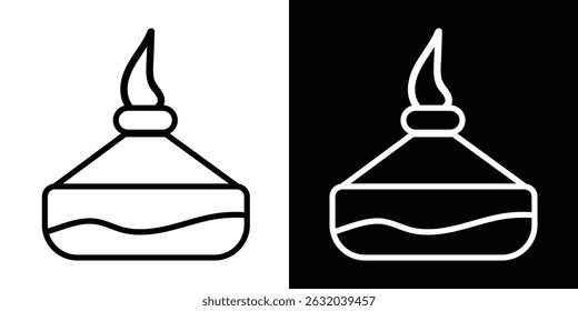 Simple outline of a spirit lamp, a common laboratory tool for heating and sterilization, clean line art illustration for science and medical themes, high resolution available.