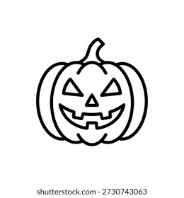 Simple Outline Spooky Jack O Lantern Line Drawing Design Element