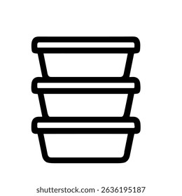 Simple Outline Stacked Food Container Box Packaging Storage Icon