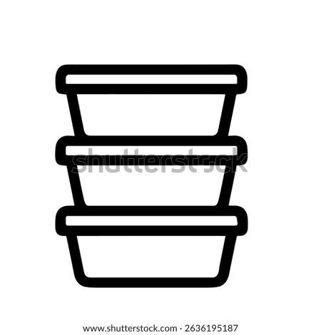 Simple Outline Stacked Food Container Box Packaging Storage Icon