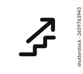 Simple Outline Stairs Ascent Arrow Direction Sign Symbol Icon