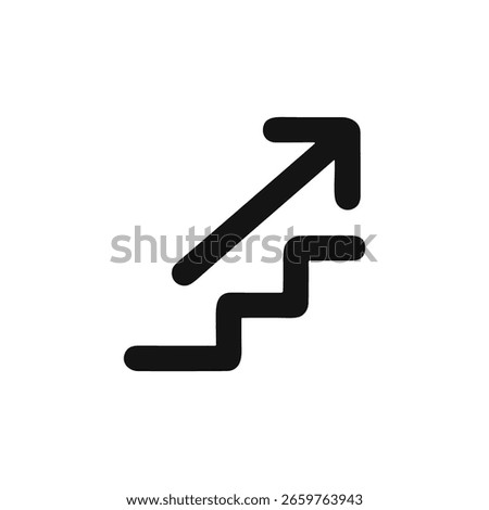 Simple Outline Stairs Ascent Arrow Direction Sign Symbol Icon