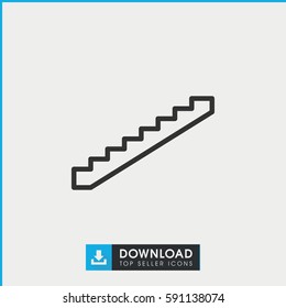 Simple outline stairs vector icon. On white background.