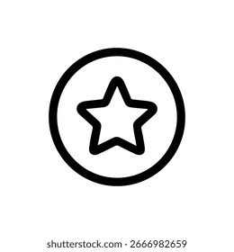 Simple Outline Star Inside Circle Shape Icon Design Element