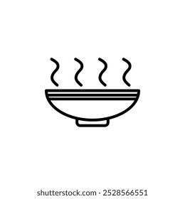 Esquema simple de un tazón humeante, que representa el calor o la comida.