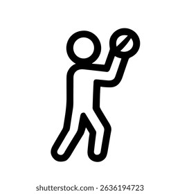 Simple Outline Stick Figure Throwing Ball Sport Activity Illustration