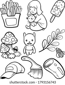 Simple Outline Stickers Set Hand Drawn Stock Vector (Royalty Free ...