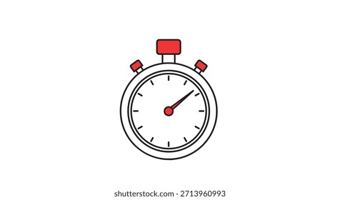 A simple outline of a stopwatch or timer with red buttons, a classic icon for measuring time, speed, and deadlines.
