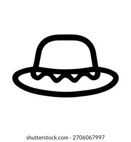 Einfache Umriss Stroh Sommer Sonnenmütze Kopfbekleidung einzelne Linie Symbol