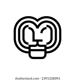 simple outline stripes of lion face logo vector