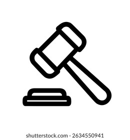 Simple Outline Stroke Auction Gavel Law Judgement Symbol Icon Illustration