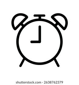 Simple Outline Style Alarm Clock Time Management Reminder Icon Illustration